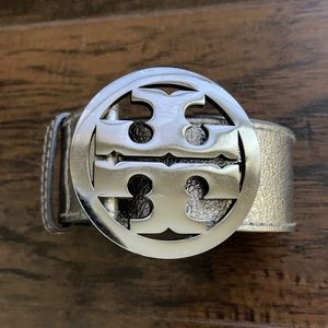 Tory Burch Silver Logo belt